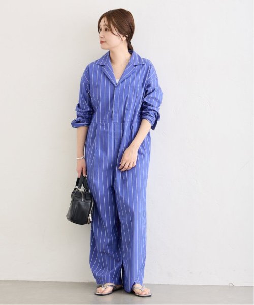 ストライプシャツオールインワン 