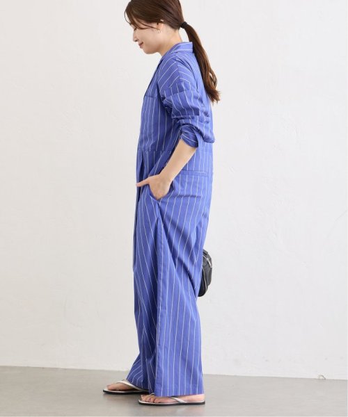 ストライプシャツオールインワン 