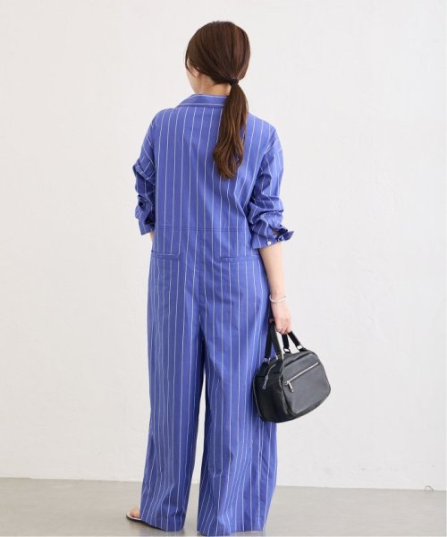 ストライプシャツオールインワン 