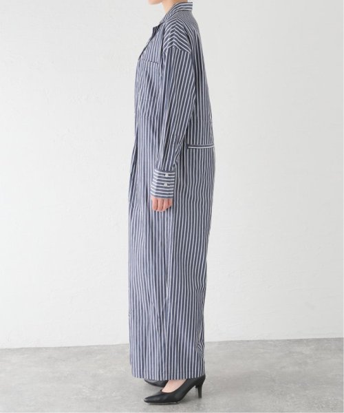 ストライプシャツオールインワン 