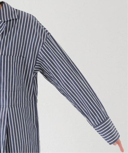 ストライプシャツオールインワン 