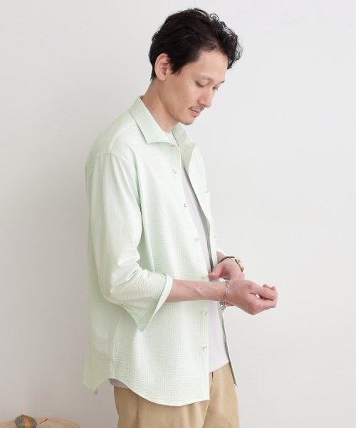 【抗菌防臭／7分袖】サッカージャージ ストライプシャツ また