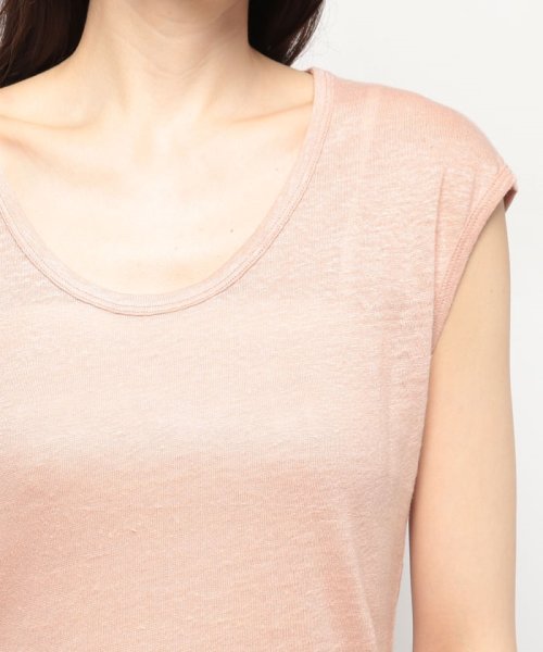 BENETTON (women)(ベネトン（レディース）)/リネン100%Uネックサイドスリット入りフレンチスリーブTシャツ・カットソー/img15