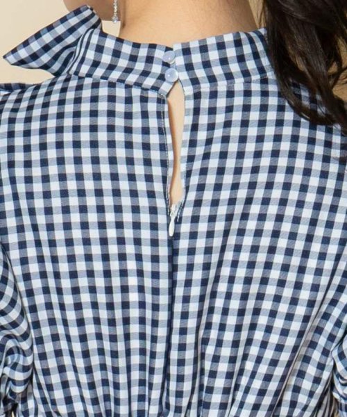 ギンガムラッフルシャツワンピース 