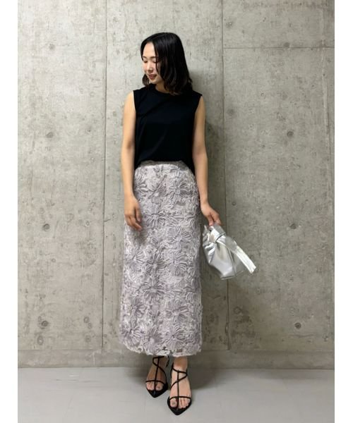 シアーモチーフファブリックストレートスカート 予めご了承ください