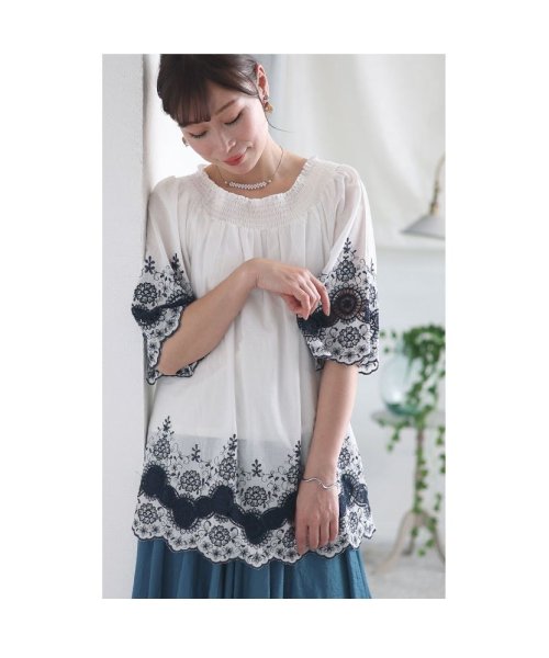 Sawa a la mode(サワアラモード)/美しい草花を纏うスカラップ裾チュニック　レディース 大人 上品/img02