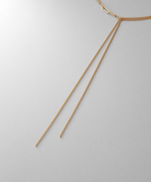 シルバー ミックスチェーン フラット カーブドレープY ネックレス GP 