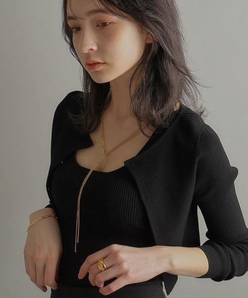 シルバー ミックスチェーン フラット カーブドレープY ネックレス GP 