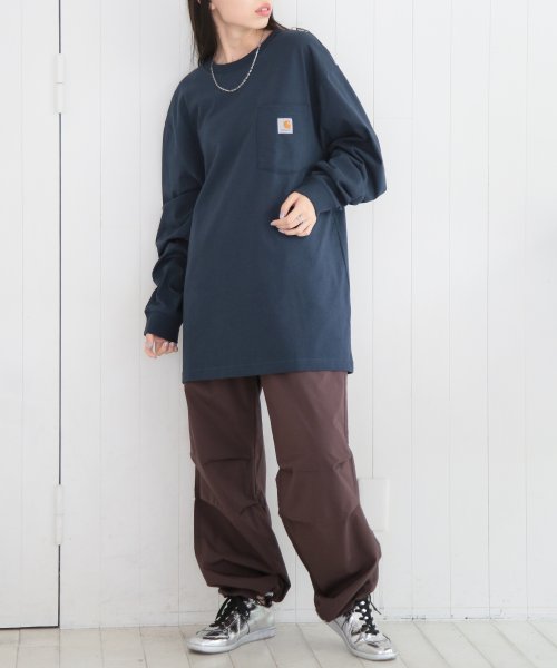 Carhartt(カーハート)/【Carhartt / カーハート】トップス カットソー ロンT 長袖 ポケット ワンポイント 無地 ビッグシルエット ヘビーオンス K126/img17