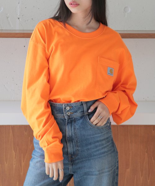 Carhartt(カーハート)/【Carhartt / カーハート】トップス カットソー ロンT 長袖 ポケット ワンポイント 無地 ビッグシルエット ヘビーオンス K126/img25