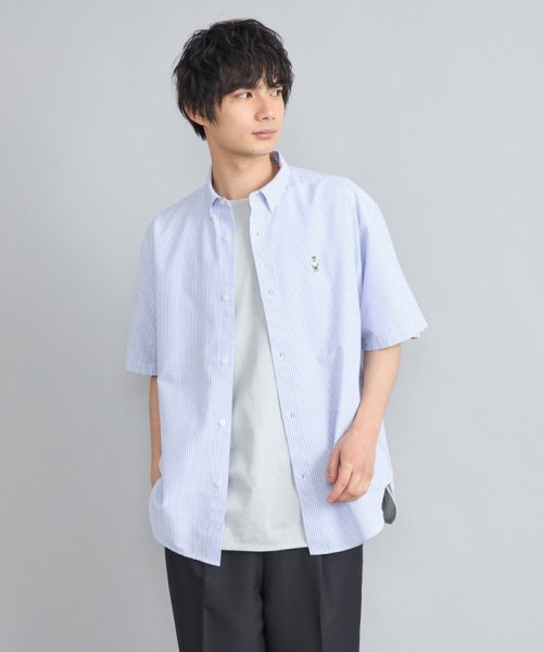 coen(coen)/ワンポイントベア刺繍OXBDストライプ半袖シャツ/img16