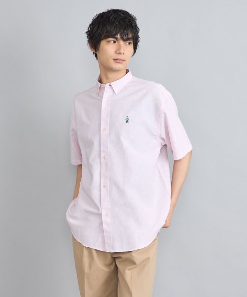 coen(coen)/ワンポイントベア刺繍OXBDストライプ半袖シャツ/img20