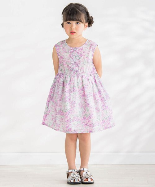 BeBe Petits Pois Vert(ベベ プチ ポワ ヴェール)/花柄or葉柄リボンポイントワンピース(95~150cm)/img03