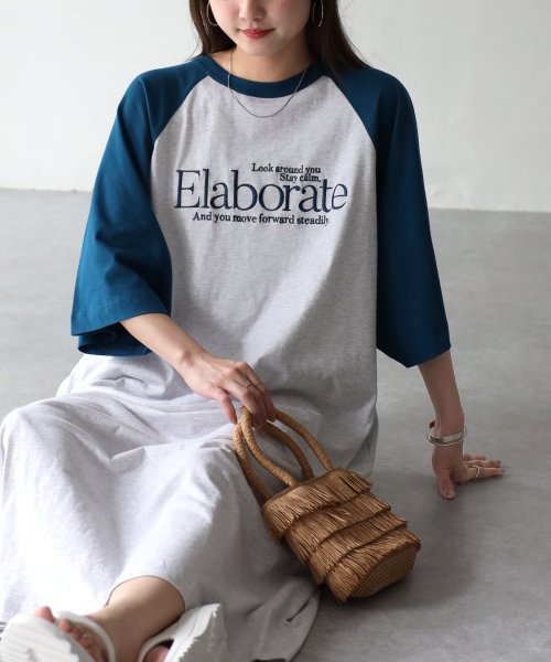 Riberry(リベリー)/Elaborate刺繍ラグラン半袖Ｔシャツワンピース/img01