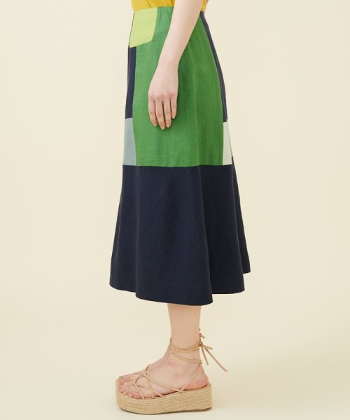 グリーンパッチワークスカート model