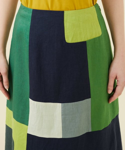 グリーンパッチワークスカート model