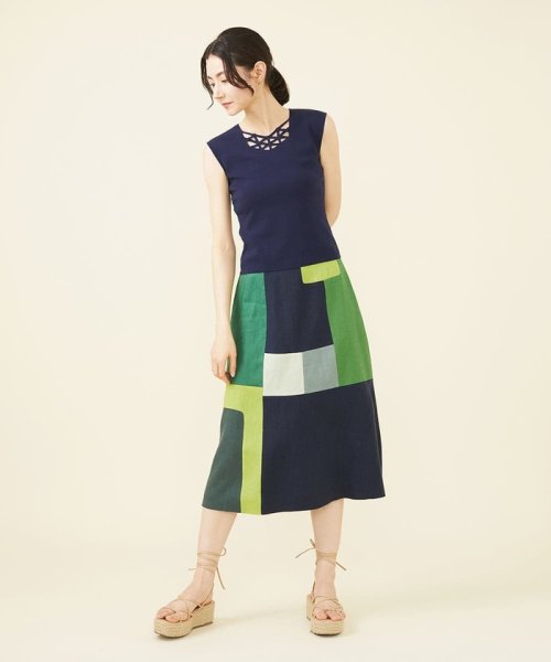 グリーンパッチワークスカート model