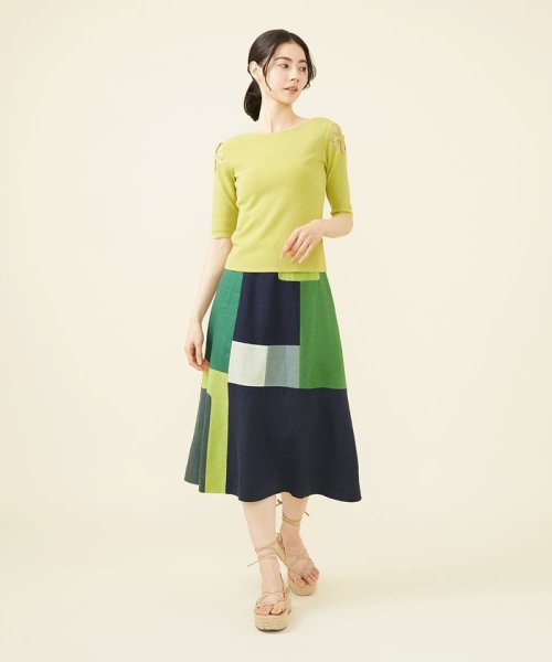 グリーンパッチワークスカート model