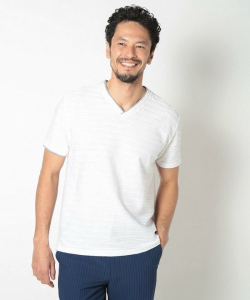 Men's Bigi(メンズビギ)/吸水速乾(ABS加工)スラブタックVネックカットソー/img02