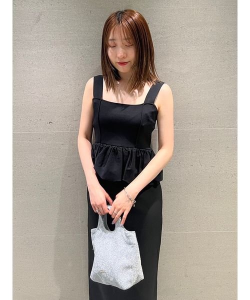 ペプラムビスチェ&Iラインスカートセット 予めご了承ください 総丈 ウエスト ヒップ 裾幅