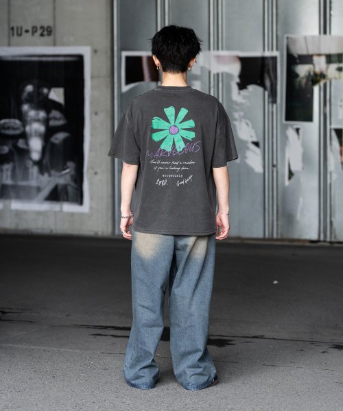 Rocky Monroe(ロッキーモンロー)/Tシャツ 半袖 バックプリント メンズ レディース カットソー クルーネック グラフィック FLOWER 花 ワンポイント ピグメント加工 ヴィンテージライク /img26