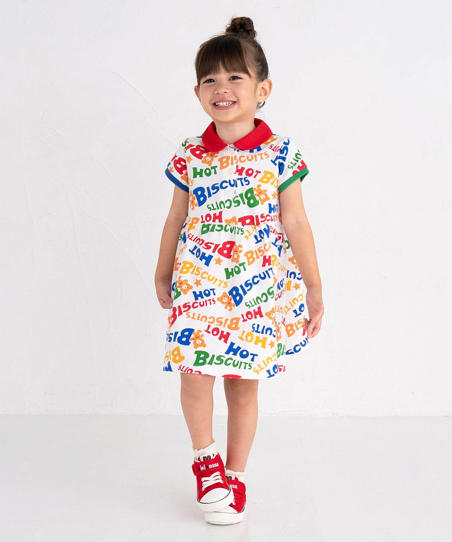 ★ミキハウス★豪華切り替え風デザインのワンピース★110★リボン★新品★日本製★ ☆ミキハウス☆切り替えデザインのワンピース☆110☆お出かけに