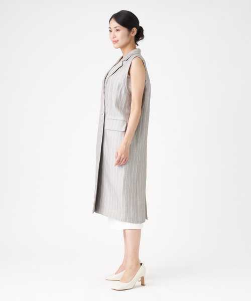 【セットアップ対応商品】ピンストライプロングベスト 