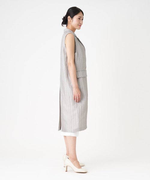 【セットアップ対応商品】ピンストライプロングベスト 