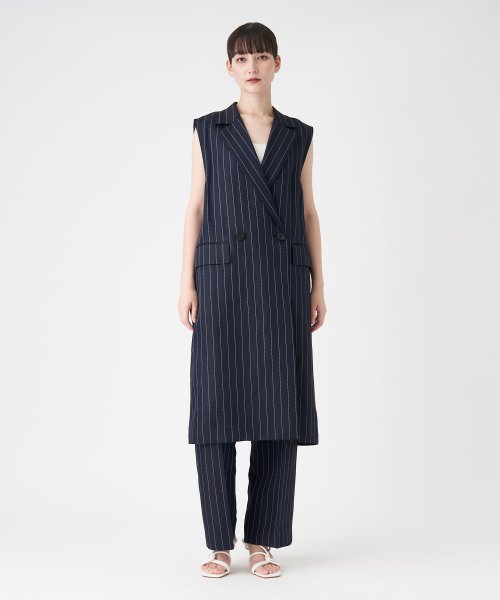 【セットアップ対応商品】ピンストライプロングベスト 