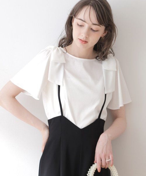 Couture Brooch(クチュールブローチ)/【接触冷感/UV】肩リボンフレアーTシャツ/img54