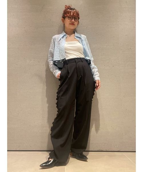 サイドフリルワイドパンツ 予めご了承ください