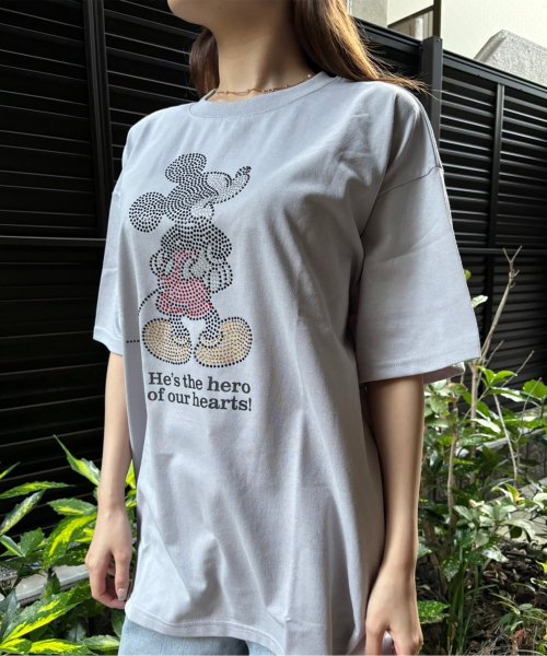 DISNEY(DISNEY)/【DISNEY/ディズニー】天竺 Mickey Mouseラインストーン半袖BIG Tシャツ/img06