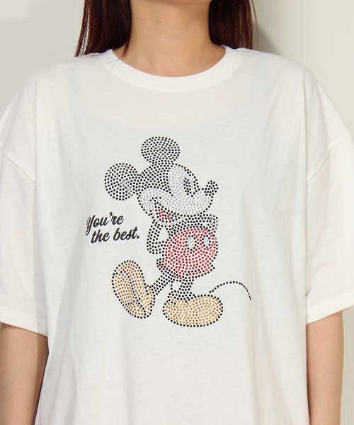 DISNEY(DISNEY)/【DISNEY/ディズニー】天竺 Mickey Mouseラインストーン半袖BIG Tシャツ/img09