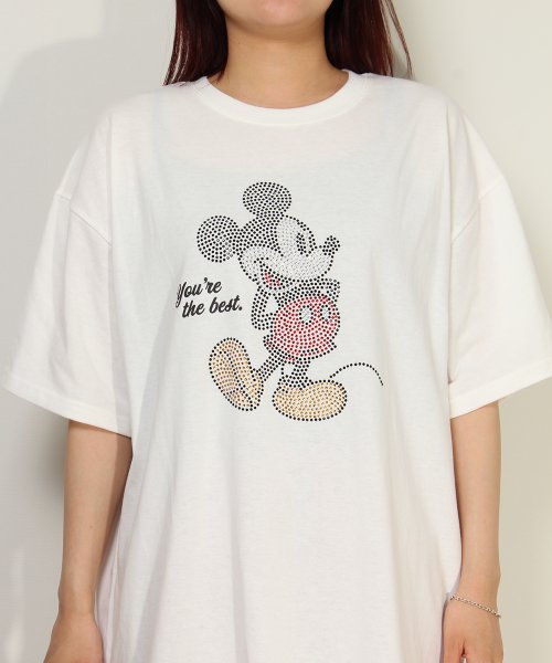 DISNEY(DISNEY)/【DISNEY/ディズニー】天竺 Mickey Mouseラインストーン半袖BIG Tシャツ/img10