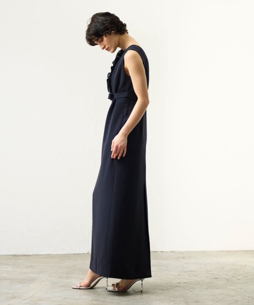 シアーラッフルロングドレス 