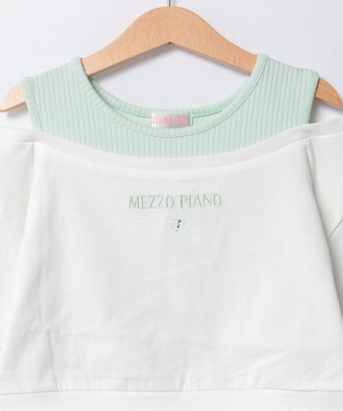 mezzo piano(メゾピアノ)/裾ロゴタンクトップ　ドッキング短丈Tシャツ/img02