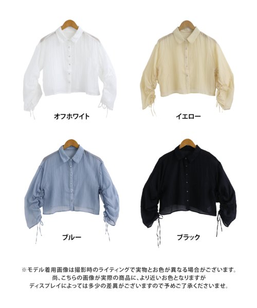  GROWINGRICH(グローウィングリッチ)/[トップス]クロップド丈 袖シャーリング シア―シャツ[231109]/img17