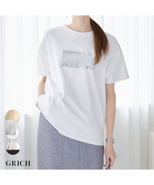  GROWINGRICH(グローウィングリッチ)/[トップス]箔プリント オーバーサイズTシャツ[231213]/img01