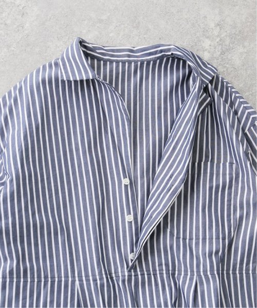 ストライプシャツオールインワン 