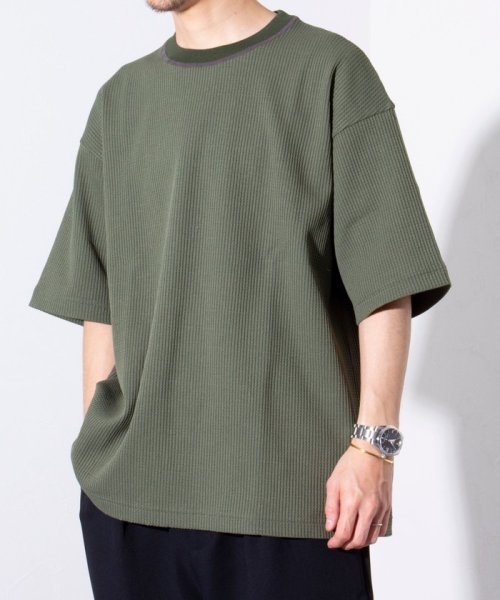 GLOSTER(GLOSTER)/【GLOSTER/グロスター】配色ステッチ ポリエステルワッフルTシャツ/img12