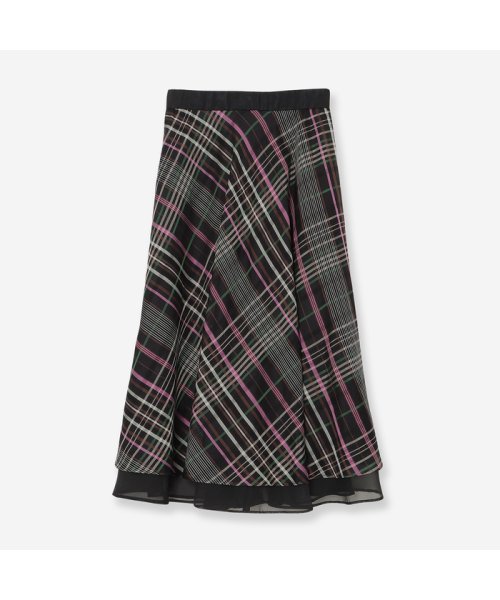 シアーチェックボリュームスカート 