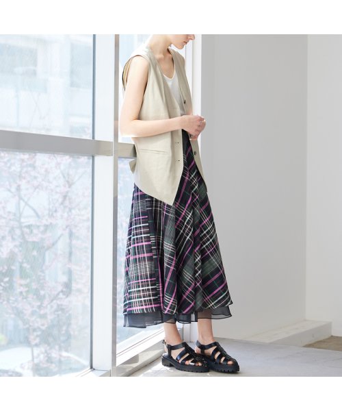 シアーチェックボリュームスカート 