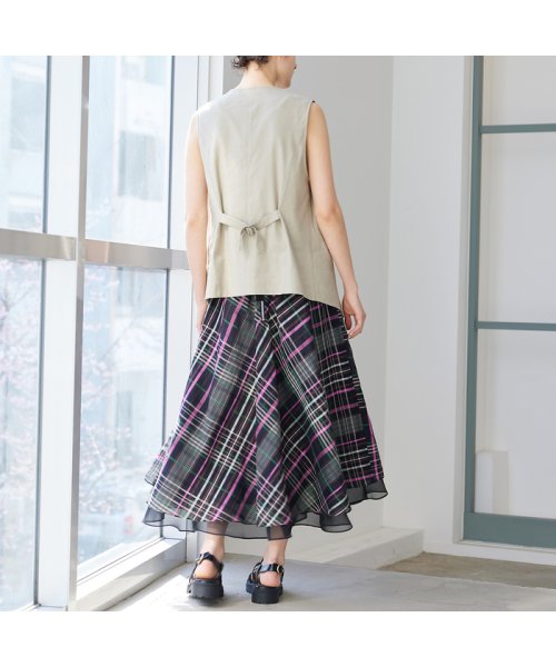 シアーチェックボリュームスカート 