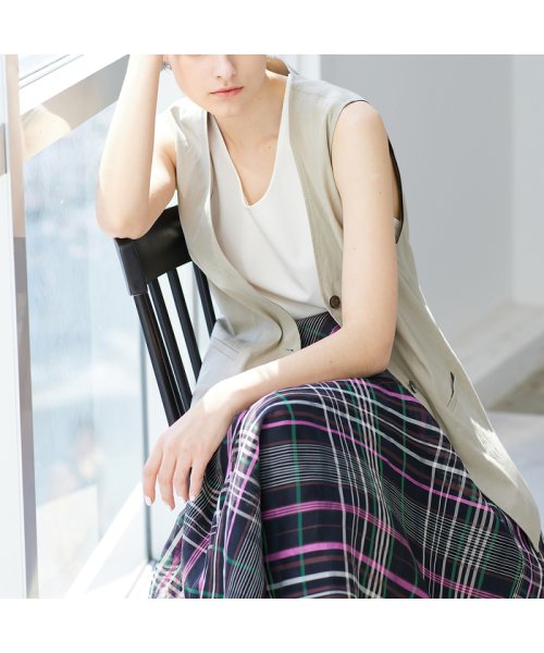 シアーチェックボリュームスカート 