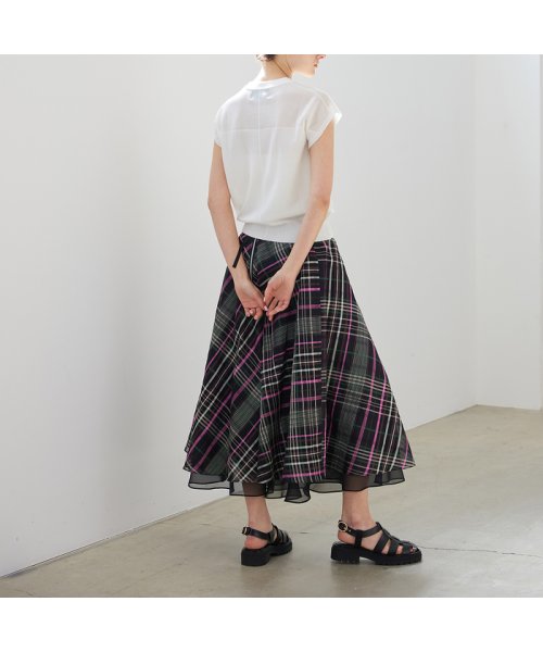 シアーチェックボリュームスカート 