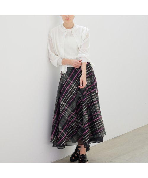 シアーチェックボリュームスカート 