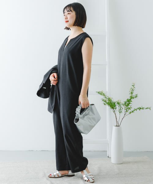 ITEMS URBANRESEARCH(アイテムズ アーバンリサーチ（レディース）)/【予約】『セットアップ対応』リネンライクオールインワン/img01