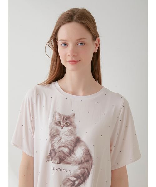 gelato pique(gelato pique)/CATドット柄ワンポイントTシャツ/img14