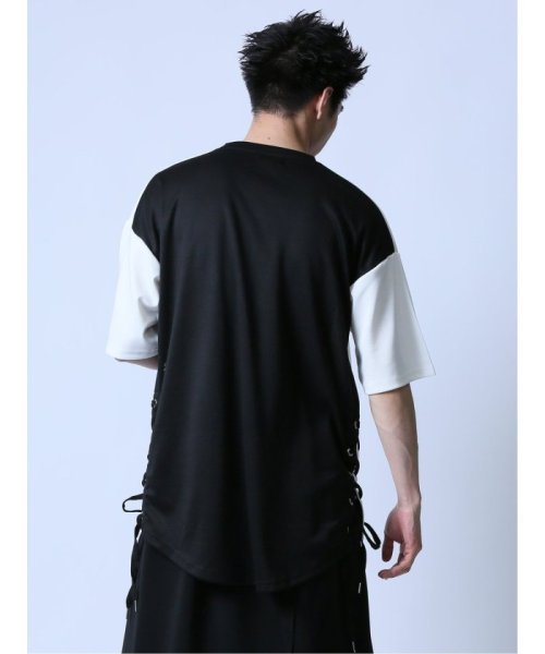 semanticdesign(セマンティックデザイン)/配色レースアップ クルーネック半袖Tシャツ メンズ Tシャツ カットソー カジュアル インナー トップス ギフト プレゼント/img02