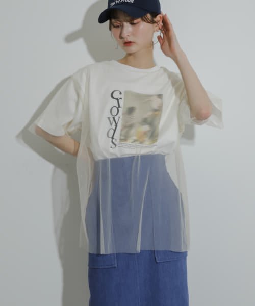 SENSE OF PLACE by URBAN RESEARCH(センスオブプレイス バイ アーバンリサーチ)/チュールレイヤードグラフィックTシャツ/img12